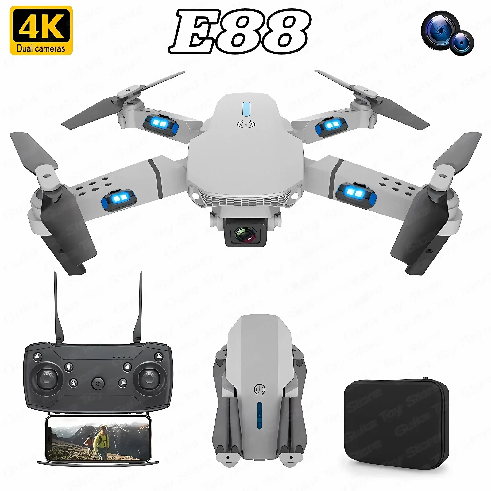 Drone Ae Rc - E88 Pro WIFI FPV الطائرة بدون