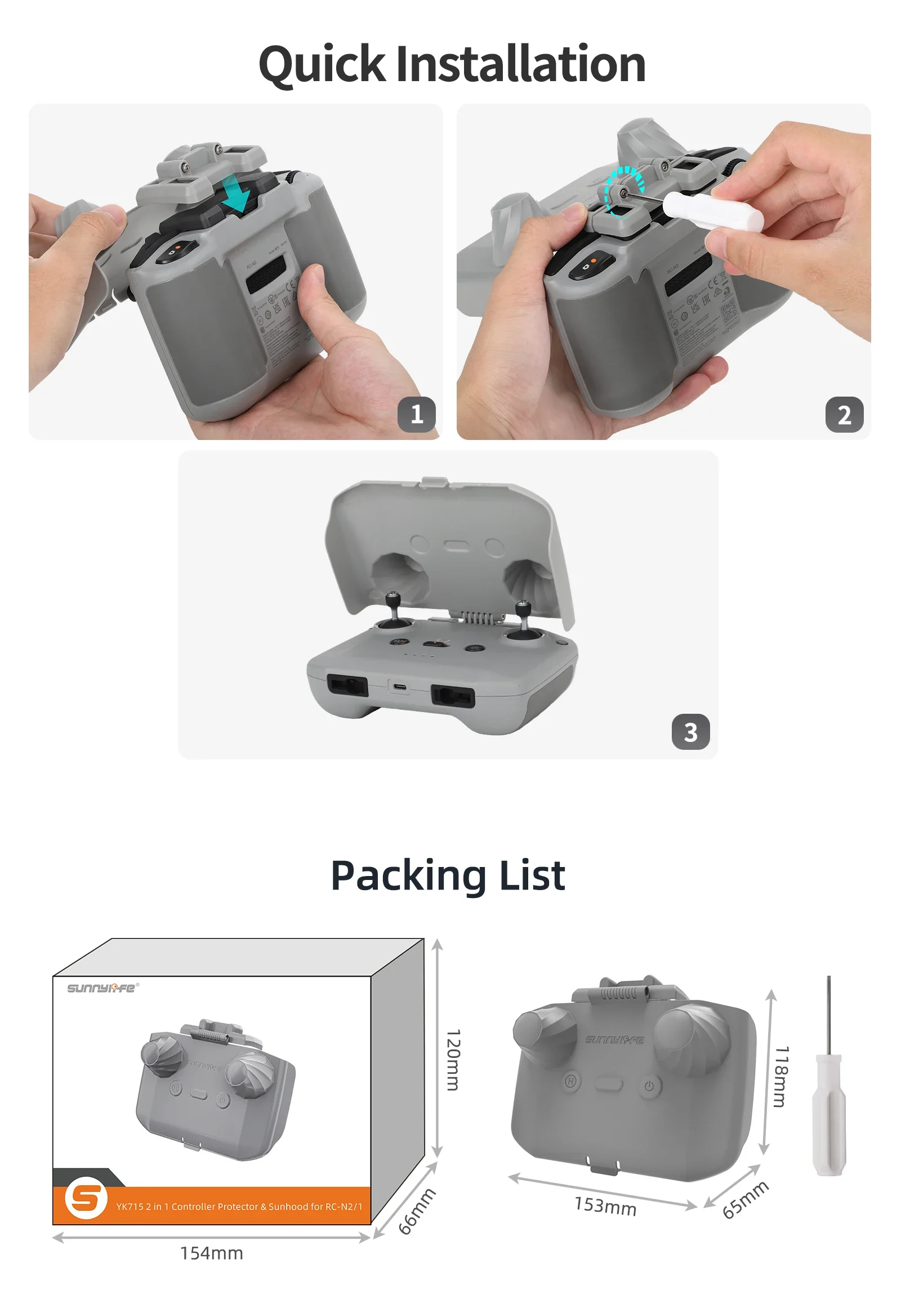 2 في 1 وحدة تحكم حامي SunHood  - مراجعة Drone Dji Rc N3 وسعره